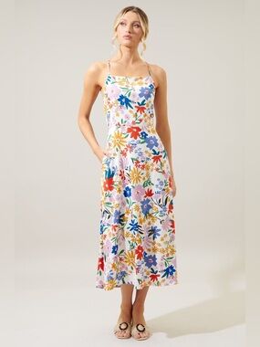 Sugarlips Ojai Floral Booker Cross Back Midi Dress